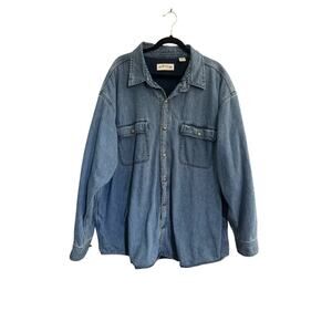 Orvis Mens XXL Fleece Lined Chambray Denim Heavy Shirt Jacket Shacket #4538